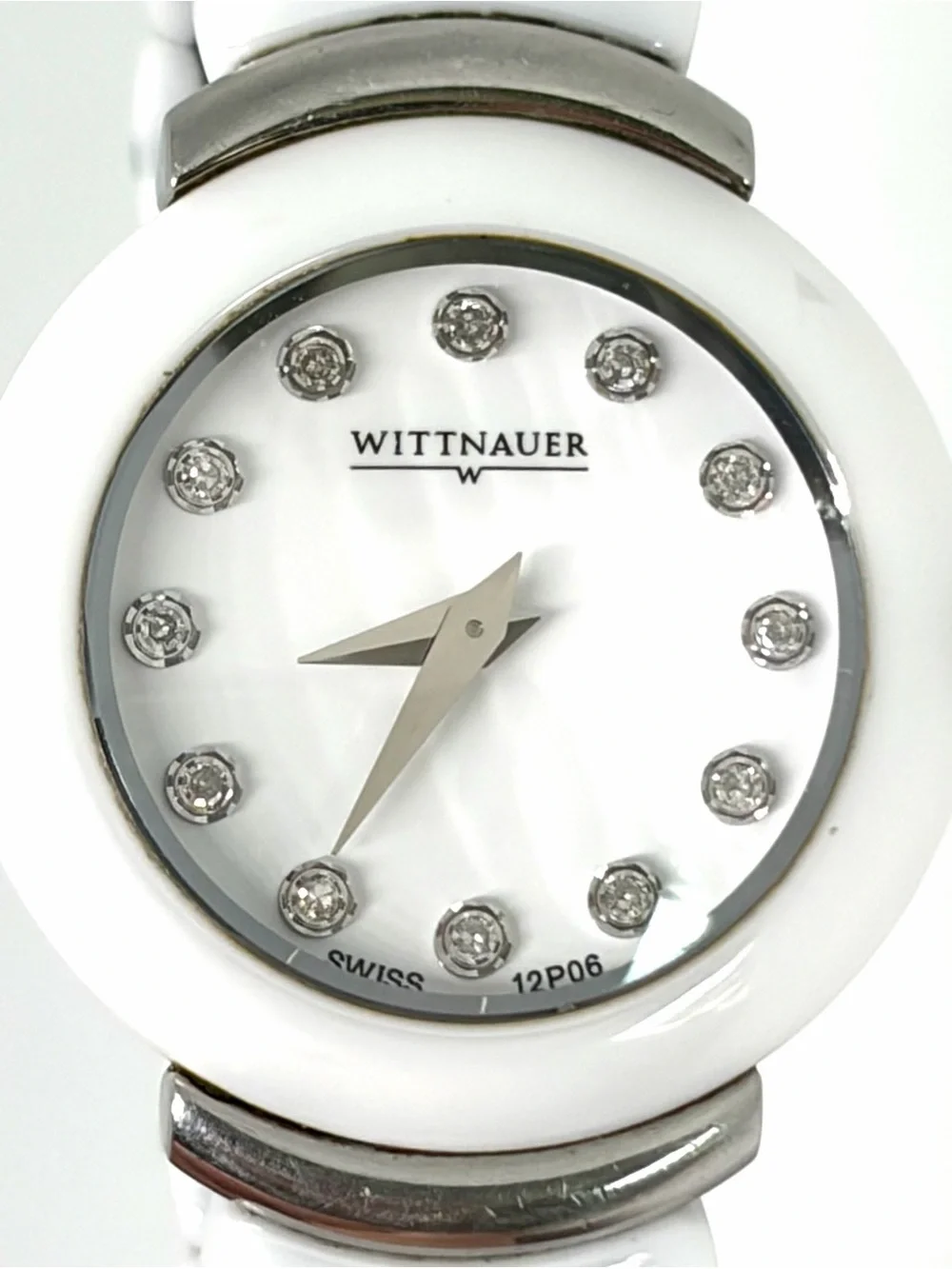 Wittnauer White Ceramic Diamond Luxury Watch Women’s Swiss Sapphire Crystal